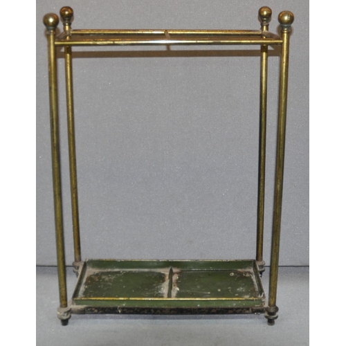 200 - STICK AND UMBRELLA STAND, FIRESCREEN AND BRASS CIRCULAR STAND