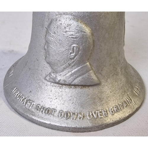 210 - BELL CAST WITH METAL FROM GERMAN AIRCRAFT SHOT DOWN OVER BRITAIN 1939-45 RAF BENEVOLENT FUND