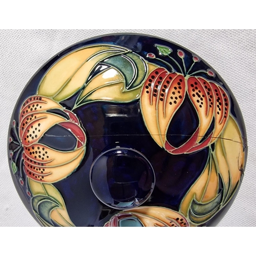 216 - MOORCROFT LIDDED POT - LID HAS BEEN REPAIRED