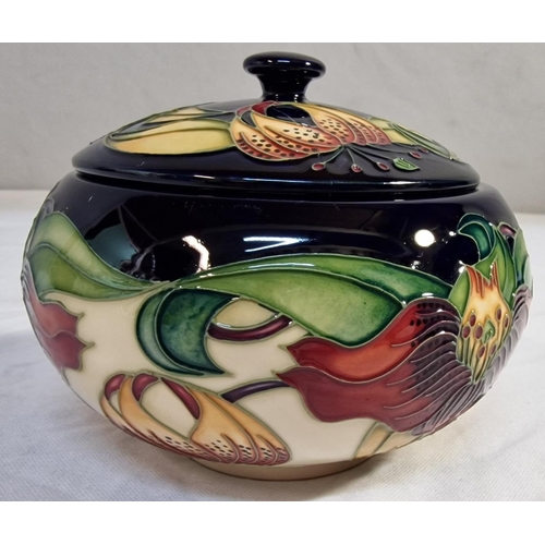 216 - MOORCROFT LIDDED POT - LID HAS BEEN REPAIRED