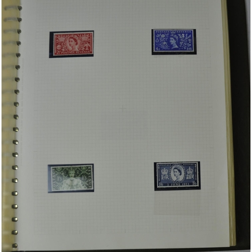 220 - 2 STANLEY GIBBONS RING 22 STAMP ALBUMS CONTAINING QUEEN ELIZABETH II - 1 MINT ONE USED.  PHOTOGRAPHS... 