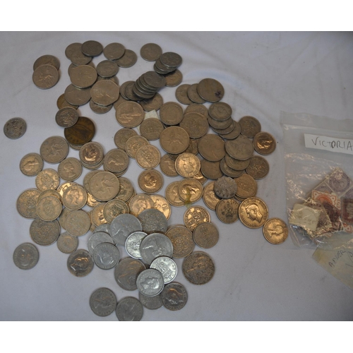 237 - BAG OF COINS AND STAMPS