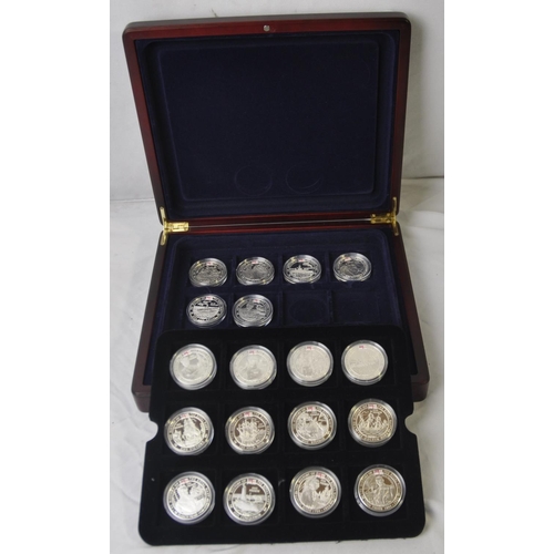 241 - COIN CASE CONTAINING 18 FIVE POUND COINS - THE HISTORY OF THE ROYAL NAVY WITH CERTIFICATES