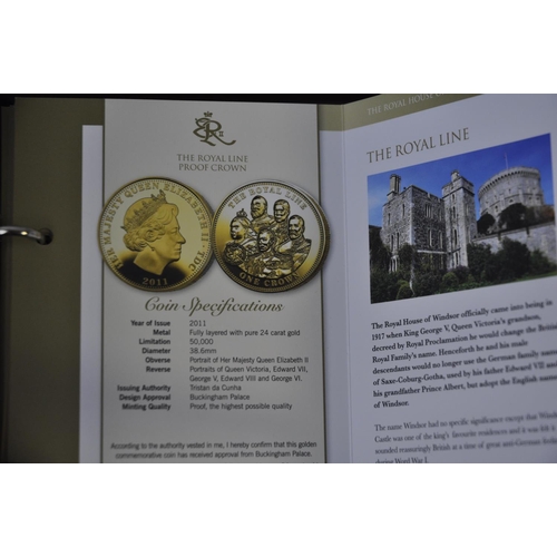 244 - CASED SET OF 24 THE ROYAL HOUSE OF WINDSOR COIN COLLECTION LAYERED WITH 24 CARAT GOLD C/W CERTIFICAT... 