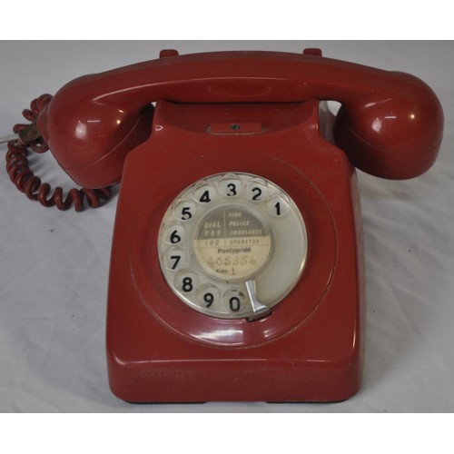 84 - 1960/70s RED GPO 746 CLEAR DIAL TELEPHONE