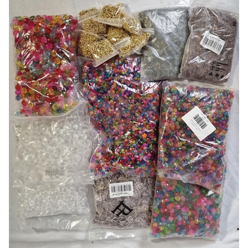 160 - BOX AND 3 TUBS OF BEADS