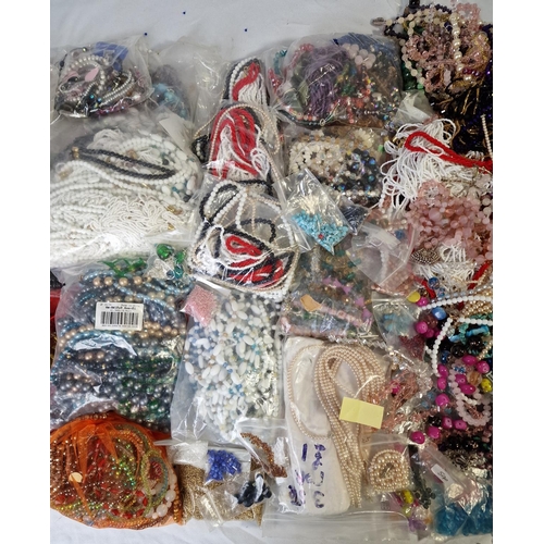 173 - BOX WITH LARGE QUANTITY OF COSTUME JEWELLERY - NECKLACES, BRACELETS, BEADS, ETC