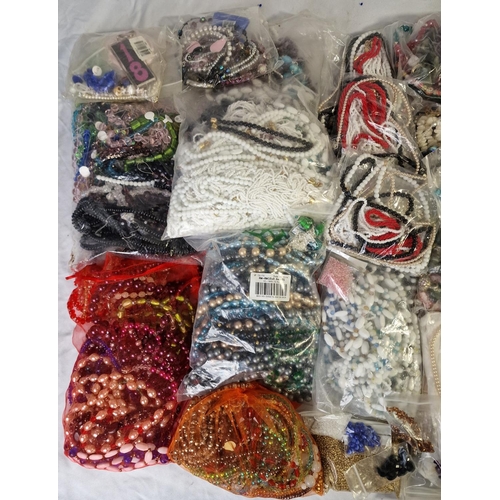 173 - BOX WITH LARGE QUANTITY OF COSTUME JEWELLERY - NECKLACES, BRACELETS, BEADS, ETC