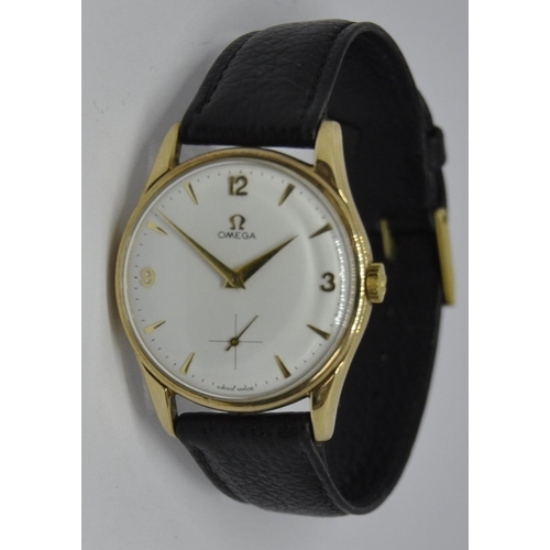 230 - OMEGA 9ct GOLD WRISTWATCH.  HALLMARKED FOR 1958/59 C/W BOX AND ORIGINAL WARRANTY FROM 1960ALSO HAS A... 