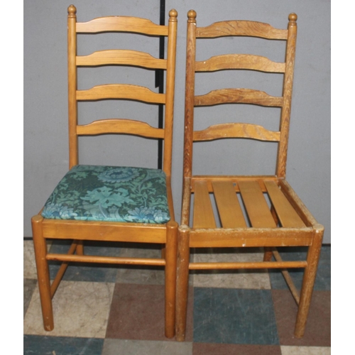 30 - COFFEE TABLE WITH BLACK TOP AND TEAK BASE AND 2 ERCOL DINING CHAIRS