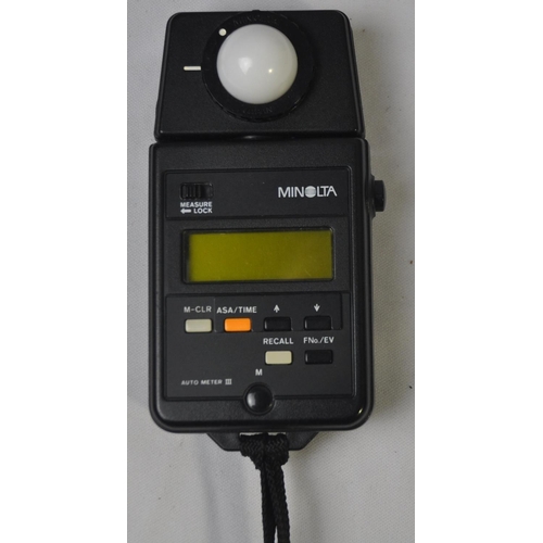 101 - MINOLTA AUTO METER III, SHEPHERD FM800 ELECTRONIC FLASH METER & FM300 AF-NI FLASH