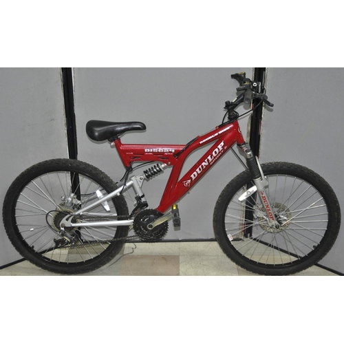 43 - 2 FULL SUSPENSION MOUNTAIN BIKES - DUNLOP DISC 24 18 SPEED 17 INCH AND TRAX TFS 1 18 SPEED 19