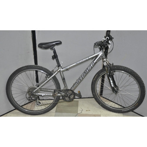 44 - SPECIALISED HARD ROCK 24 SPEED MOUNTAIN BIKE WITH FRONT SHOCKS 15INCH FROM CENTRE OF PEDAL COG TO TO... 