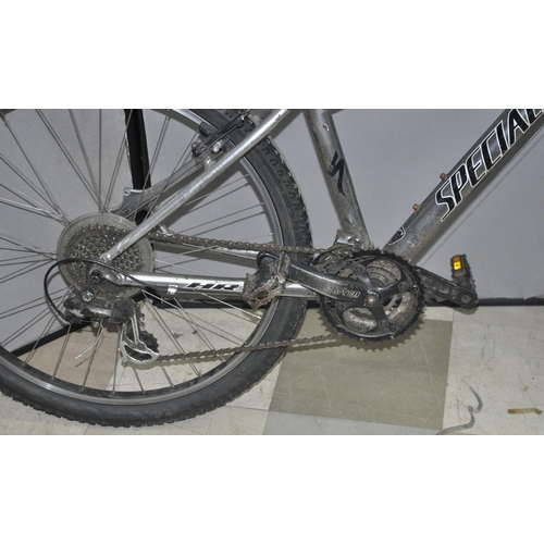 44 - SPECIALISED HARD ROCK 24 SPEED MOUNTAIN BIKE WITH FRONT SHOCKS 15INCH FROM CENTRE OF PEDAL COG TO TO... 