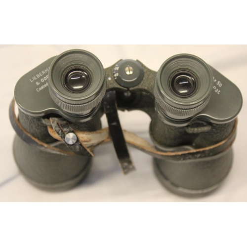 51 - PAIR LIEBERMAN AND GORTZ 10x50 BINOCULARS IN LEATHER CASE