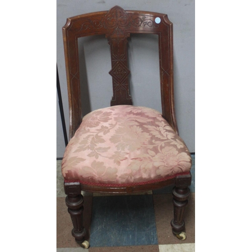 108 - MAHOGANY CHAIR WITH TURNED SUPPORTS AND CURVED BACK AND FAN BACK DINING CHAIR