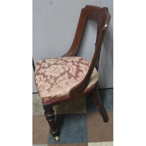 108 - MAHOGANY CHAIR WITH TURNED SUPPORTS AND CURVED BACK AND FAN BACK DINING CHAIR