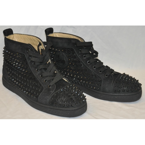 75 - LOUBOUTON BLACK SPIKED TRAINERS EU40½ (WORN), RIVER ISLAND BAG AND LIPSY DRESS UK12