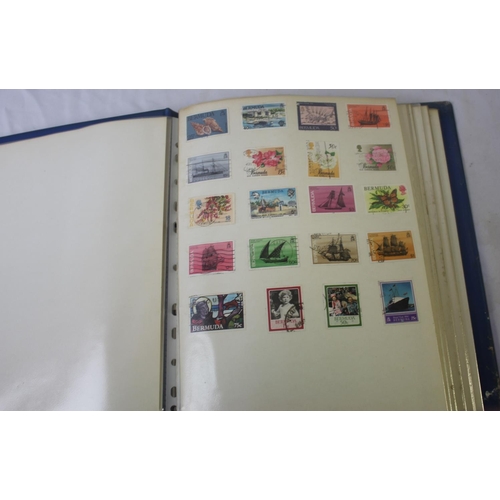 123 - 5 STAMP ALBUMS COINTAINIG STAMPS AND ALBUM OF FIRT DAY COVERS