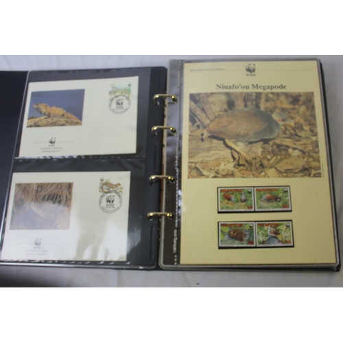 123 - 5 STAMP ALBUMS COINTAINIG STAMPS AND ALBUM OF FIRT DAY COVERS