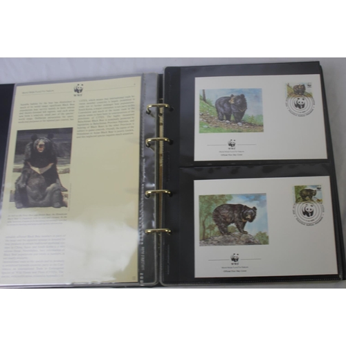 123 - 5 STAMP ALBUMS COINTAINIG STAMPS AND ALBUM OF FIRT DAY COVERS