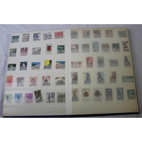 123 - 5 STAMP ALBUMS COINTAINIG STAMPS AND ALBUM OF FIRT DAY COVERS