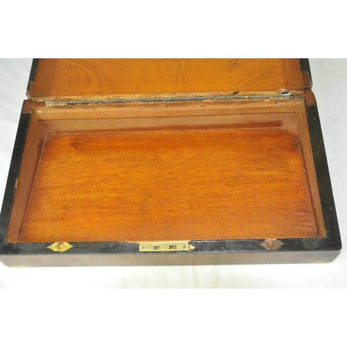 125 - WRITING SLOPE WITH BRASS BANDING C/W INKWELLS