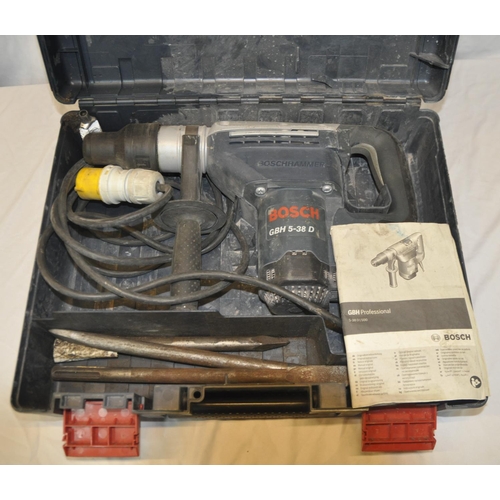 128 - BOSCH GBH 5-38D 110v HAMMERDRILL WITH CASE