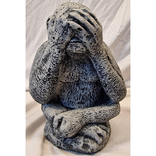 137 - 3 MONKEY GARDEN ORNAMENTS - SEE, HEAR, SPEAK NO EVIL