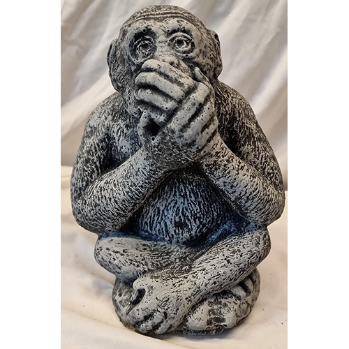 137 - 3 MONKEY GARDEN ORNAMENTS - SEE, HEAR, SPEAK NO EVIL