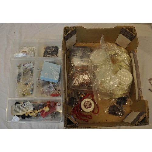 40 - BOX AND CRATE OF COSTUME JEWELLERY ACCESSORIES