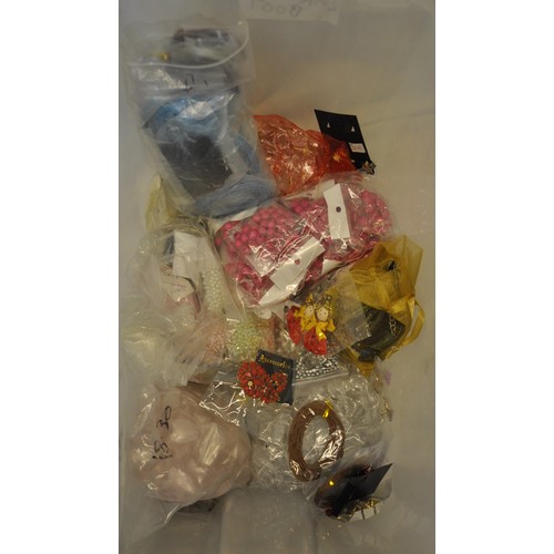 40 - BOX AND CRATE OF COSTUME JEWELLERY ACCESSORIES