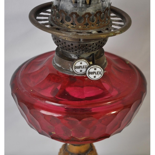 171 - CRANBERRY GLASS OIL LAMP