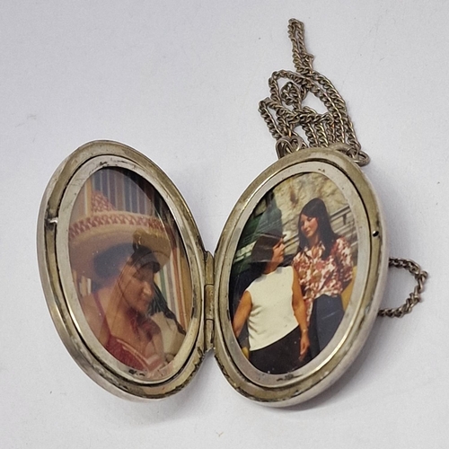 268 - LOCKET ON CHAIN (MARKED STERLING SILVER JAM), PHOTO PENDANT AND HM ARMED FORCES VETERAN BADGE