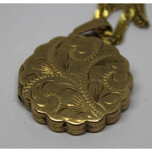 300 - 9ct GOLD LOCKET AND CHAIN 7.9g