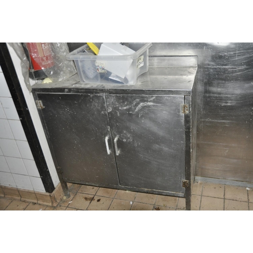 28 - SMALL STAINLESS STEEL 2-DOOR CUPBOARD