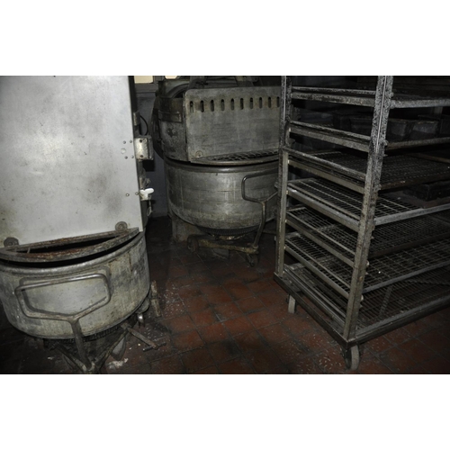 34 - 5 FLOUR VESSELS WITH TROLLIES