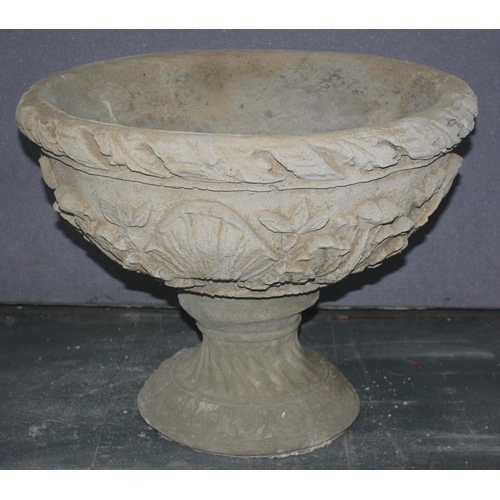 20 - LARGE STONEWORK URN DECORATED WITH ACANTHUS LEAVES (IN 2 PIECES)