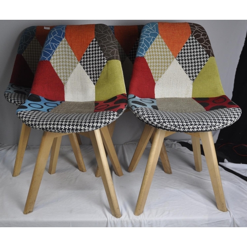 105 - 4 WOLTU PATCHWORK DESIGN CHAIRS (PLEASE CHECK PHOTOS FOR CONDITION)