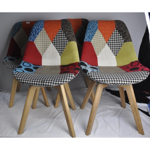 106 - 4 WOLTU PATCHWORK DESIGN CHAIRS (PLEASE CHECK PHOTOS FOR CONDITION)
