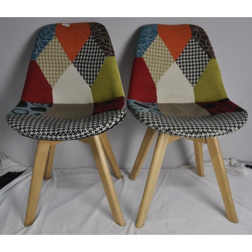 107 - 4 WOLTU PATCHWORK DESIGN CHAIRS (PLEASE CHECK PHOTOS FOR CONDITION)