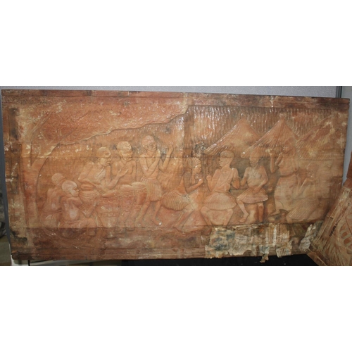 193 - CARVED AFRICAN PANELS FROM BLANKET BOX/TRUNK (1 SPLIT)