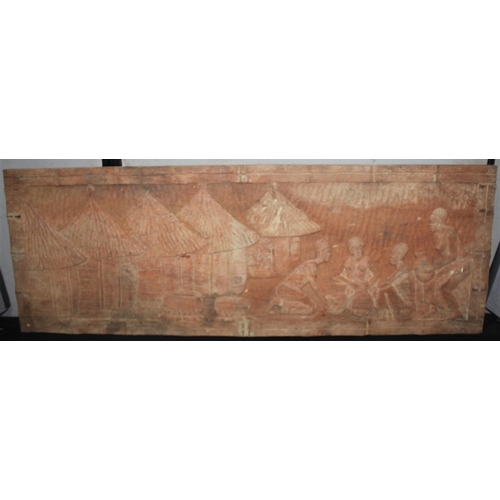 193 - CARVED AFRICAN PANELS FROM BLANKET BOX/TRUNK (1 SPLIT)