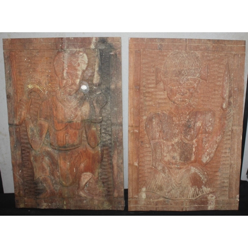 193 - CARVED AFRICAN PANELS FROM BLANKET BOX/TRUNK (1 SPLIT)