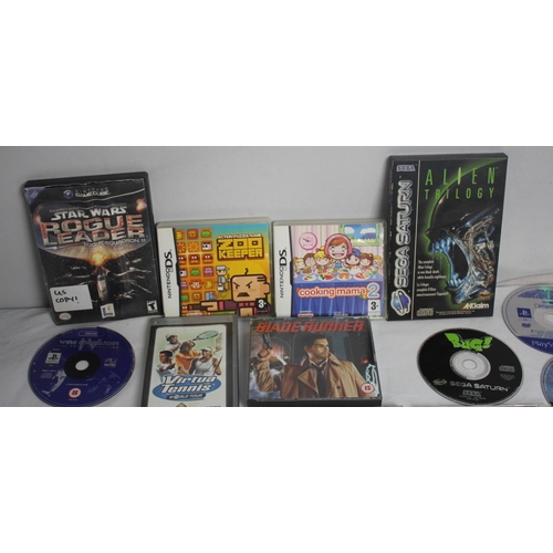 204 - VARIOUS GAMES INCLUDING NINTENDO DS, GAMECUBE, PLAYSTATION, PLAYSTATION 3, SEGA SATURN & DVDs