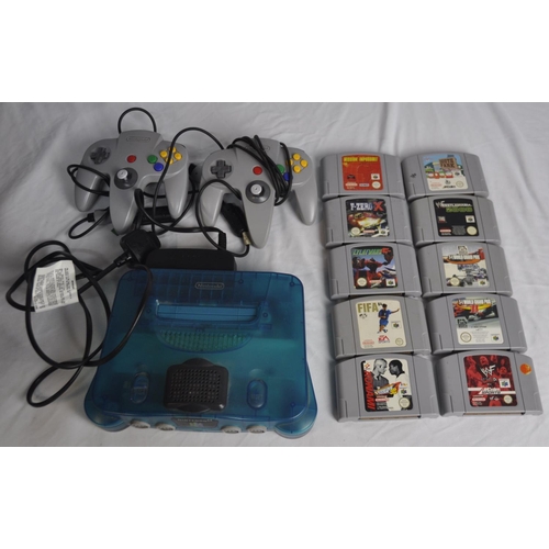 262 - NINTENDO 64 BLUE CONSOLE, ETC