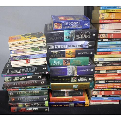 320 - LARGE QUANTITY OF BOOKS INCLUDING FINAL FANTASY, TERRY BOOKES, JIM BUTCHER, TERRY GOODKIND, SURVIVAL... 