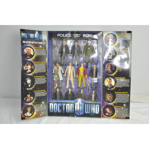 344 - DOCTOR WHO THE ELEVEN DOCTORS FIGURE SET - SOME DAMAGE TO BOX