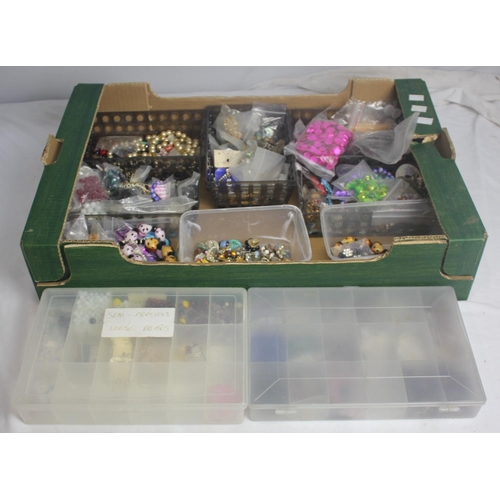 405 - BOX OF JEWELLERY MAKING ACCESSORIES, NECKLACES AND BRACELETS