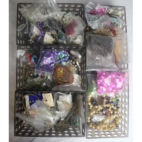 405 - BOX OF JEWELLERY MAKING ACCESSORIES, NECKLACES AND BRACELETS